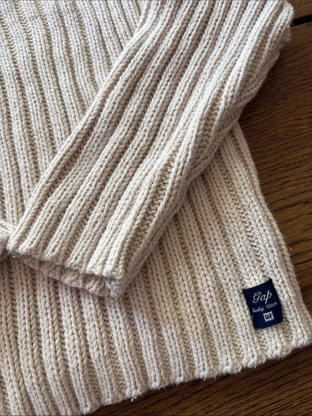 2001 VINTAGE GAP Kids 7-8Y  Cream Ribbed Half-Zip Sweater